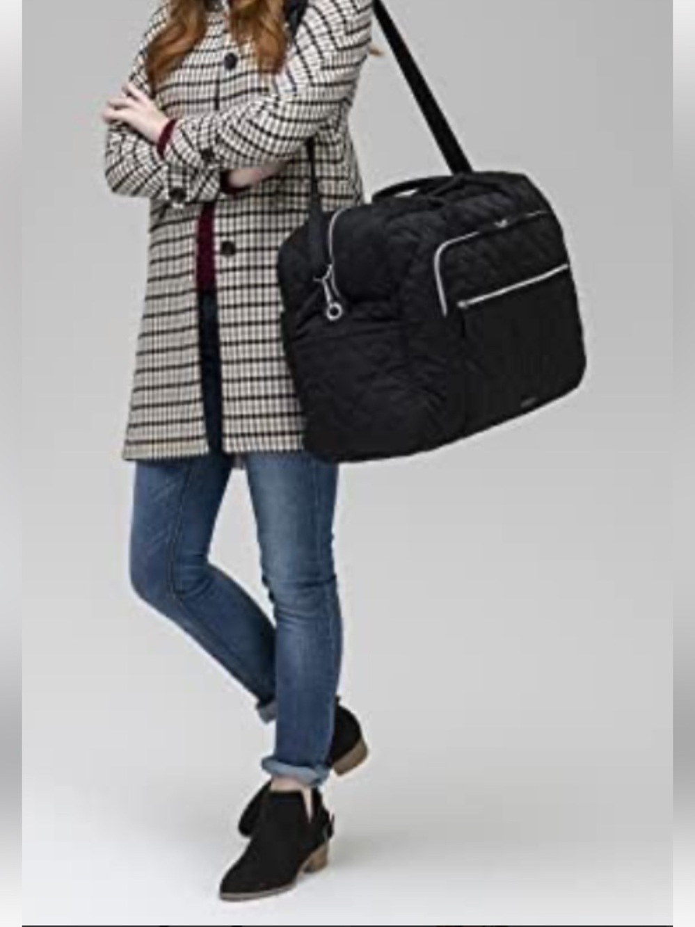 Vera Bradley Iconic Traveler Weekender Black Twill Quilt Bag